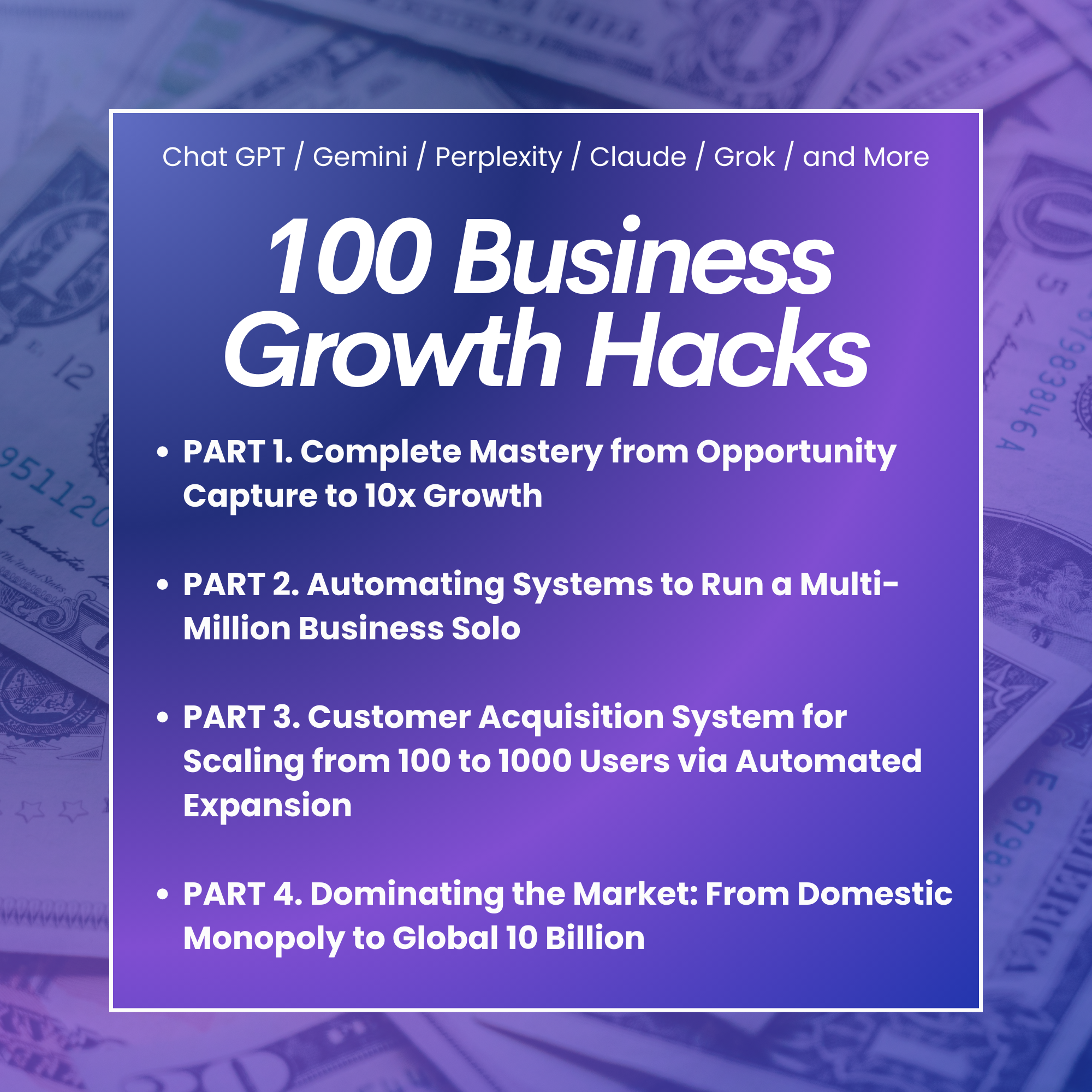 500 Money-Maker Prompts | 100k/Month Roadmap | Chat GPT, Gemini, Perplexity, Claude, Grok and More - Hyeon-PLR