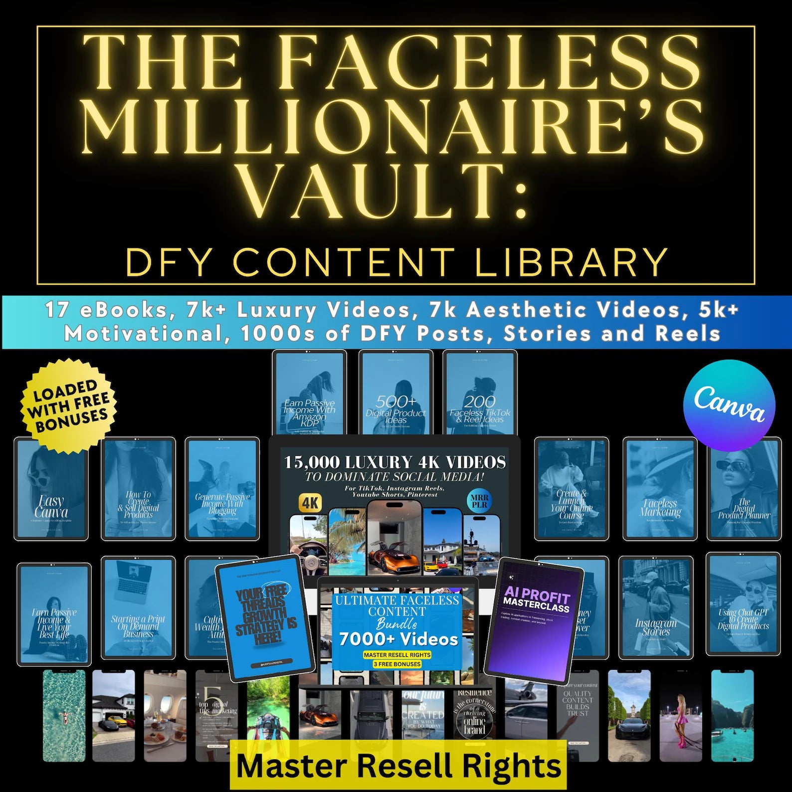 Faceless Millionaire's Vault: 15,000+ Luxury 4K Reels (MRR/PLR) - Hyeon-PLR