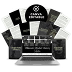 Millionaire Mindset Mastery | 17 PLR Canva eBooks | Wealth Success Coaching Templates - Hyeon-PLR