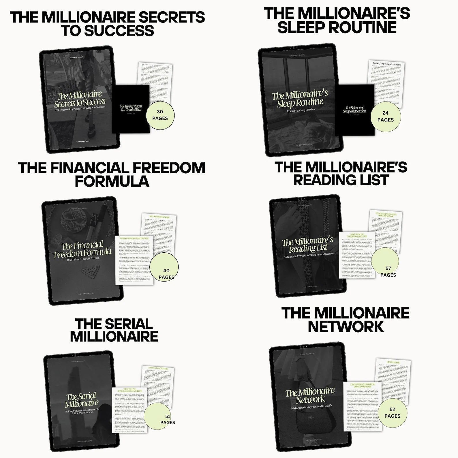 Millionaire Mindset Mastery | 17 PLR Canva eBooks | Wealth Success Coaching Templates - Hyeon-PLR