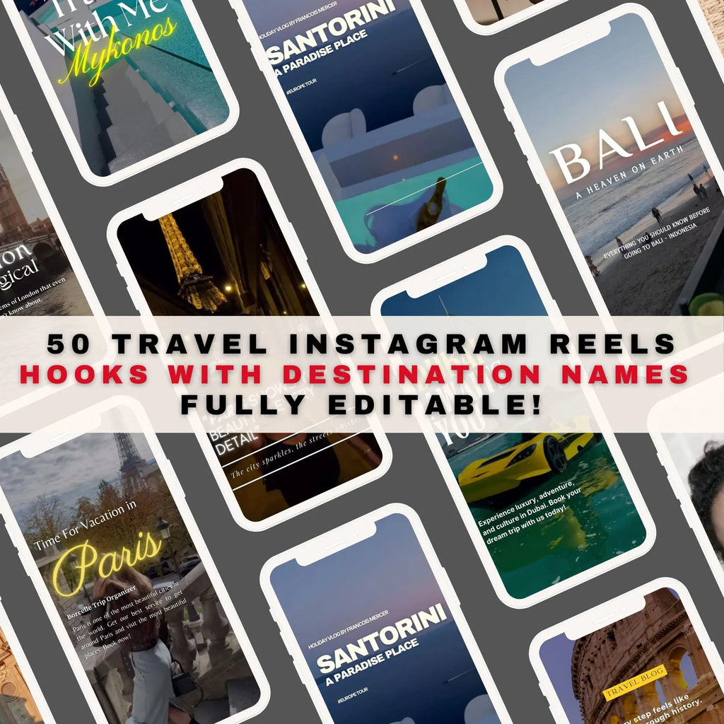 50 Travel Instagram Reels: Editable Canva Video Templates - Hyeon-PLR