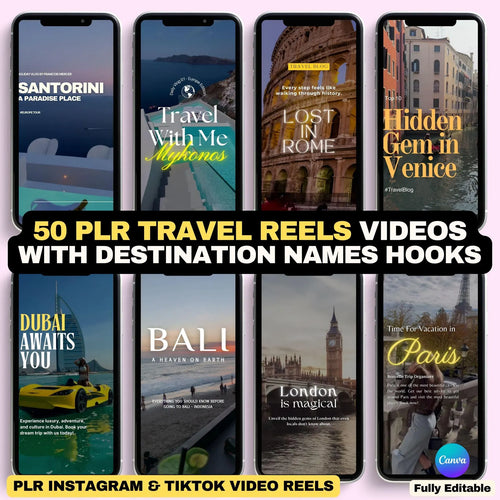 50 Travel Instagram Reels: Editable Canva Video Templates - Hyeon-PLR